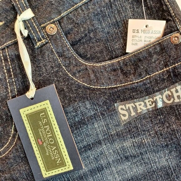 US POLO ASSN 11/12 Stretch Denim Dark Wash Mid Rise Shorts Cotton NEW Y2K 00s Bl - Picture 4 of 15